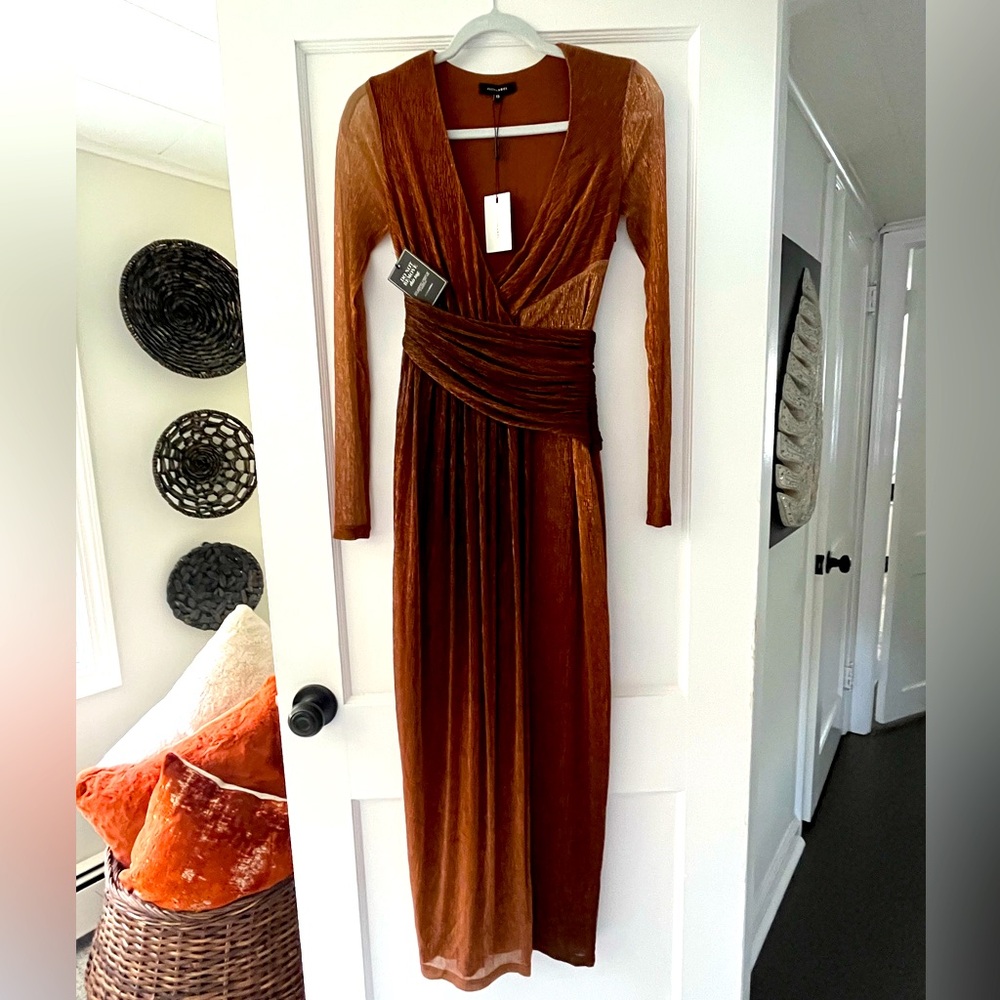 Copper shimmer evening dress